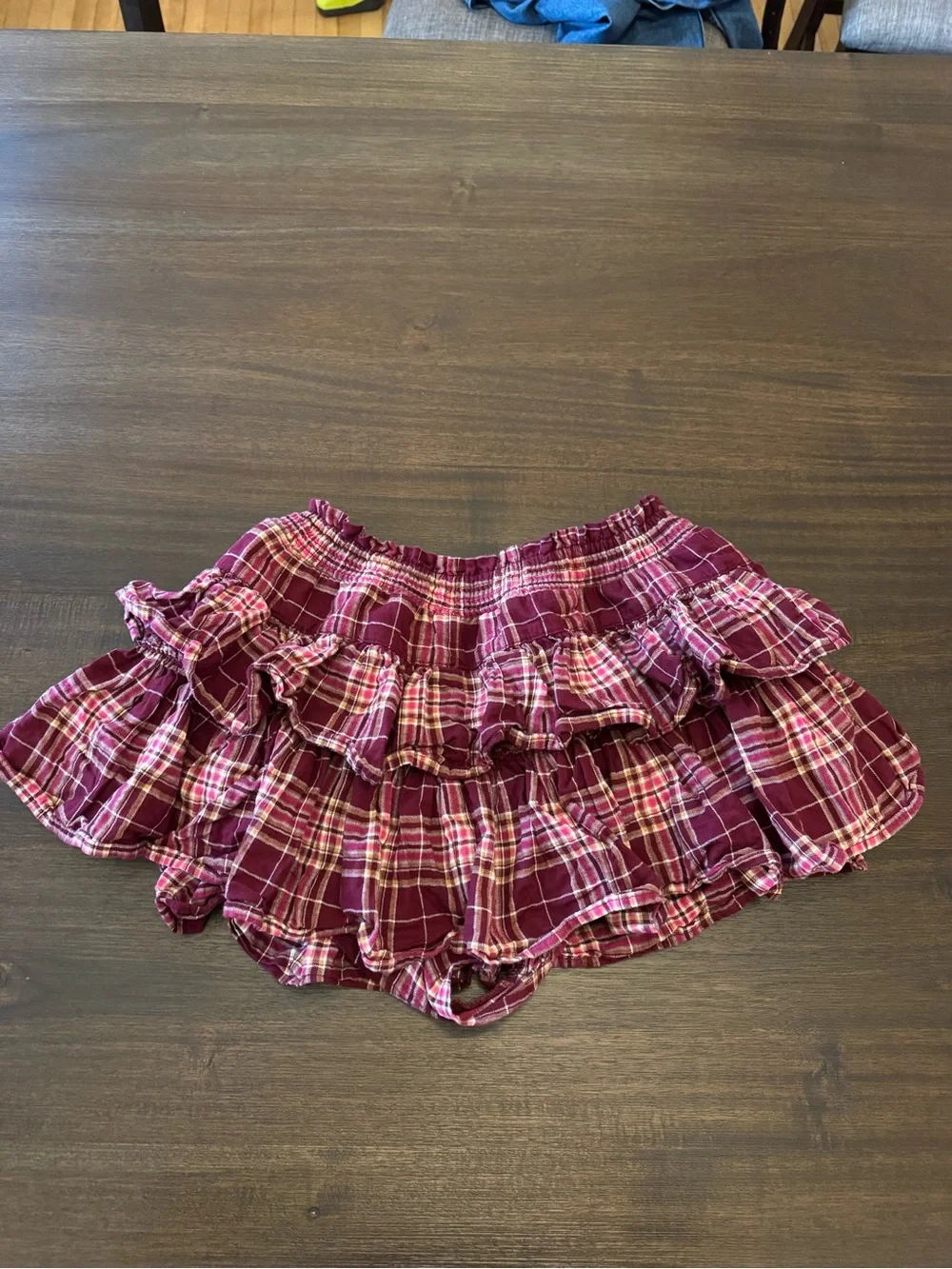 Ruffled Plaid Mini Skirt - Pink Plaid Size Small Youth